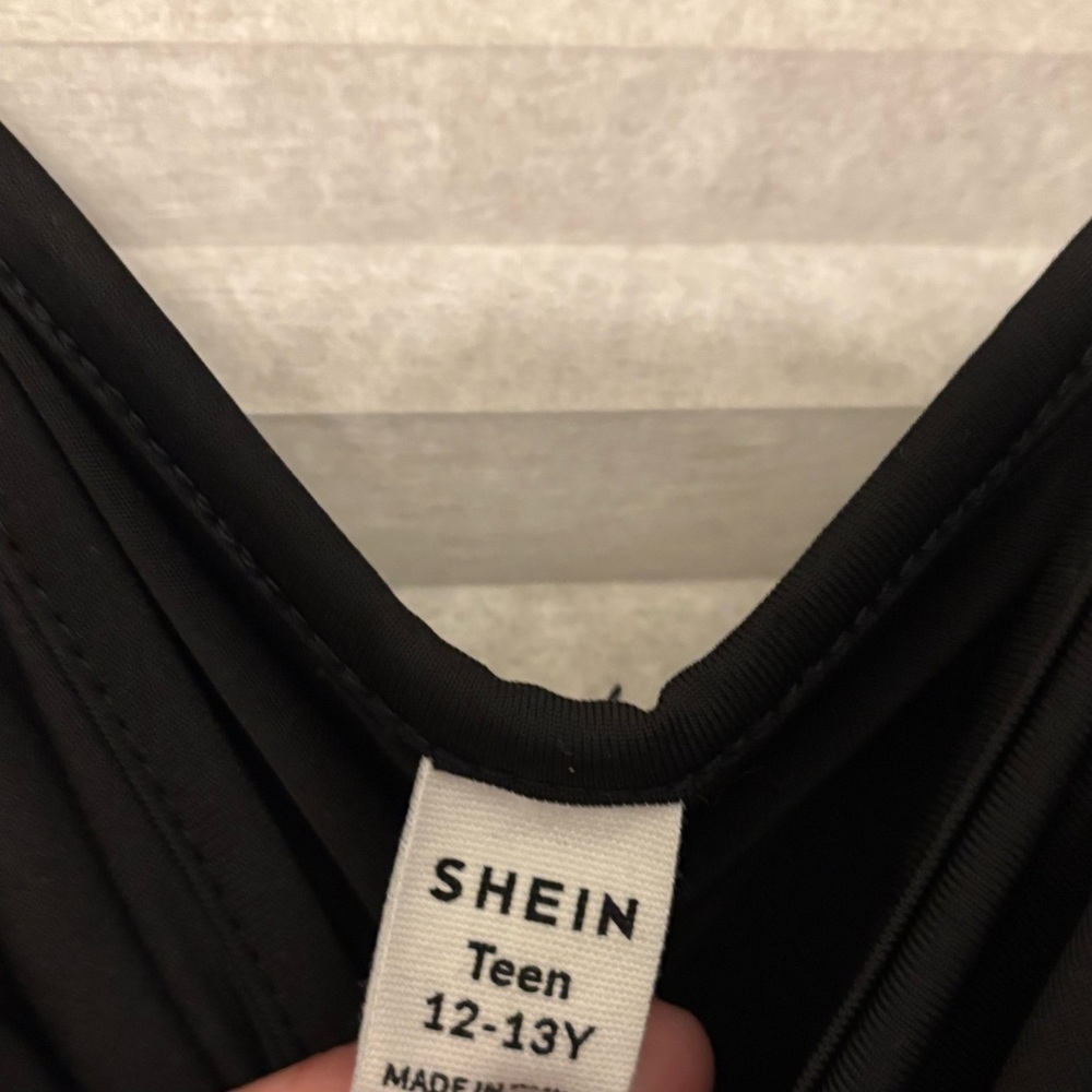 SHEIN Teen Black Ruched Bodycon Cami Dress Size 12-13Y - Picture 2 of 4